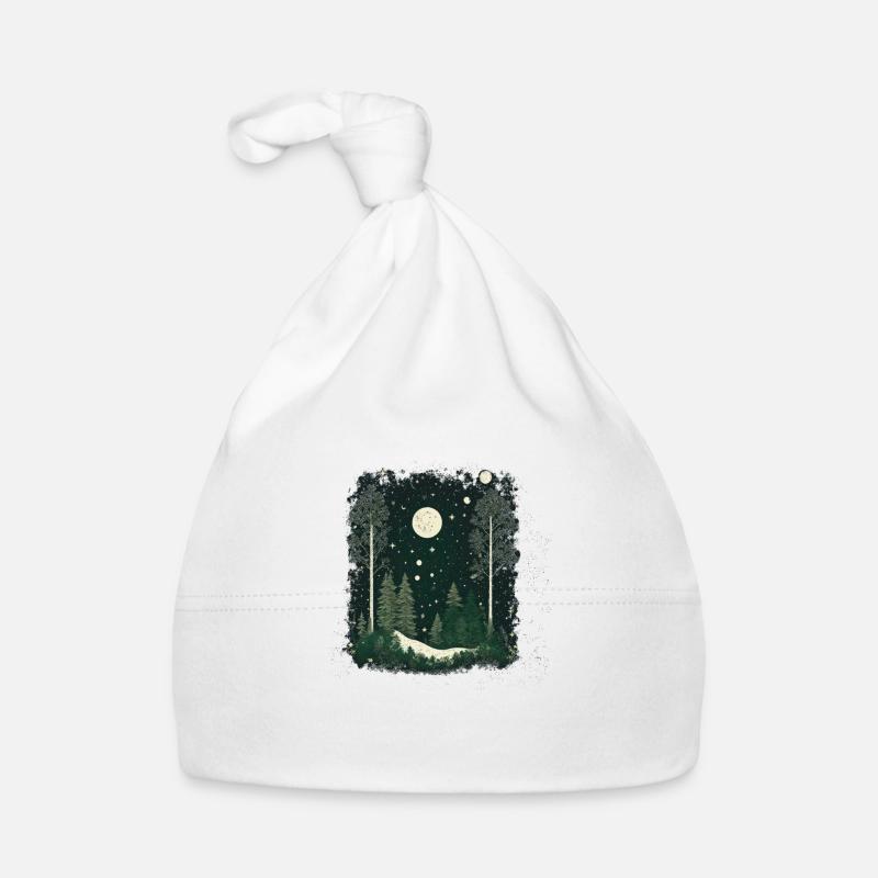 Forêt sous la pleine lune Bonnet bio Bébé