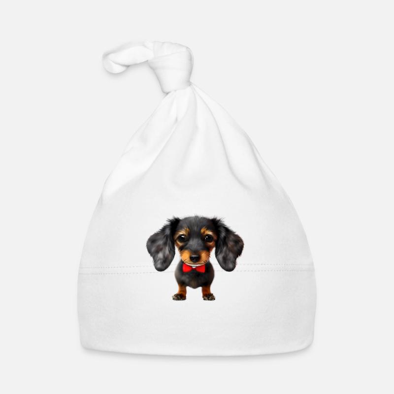 Dachshund Hunde mit Fliege Hund Dackelwelpe Baby Bio-Mütze