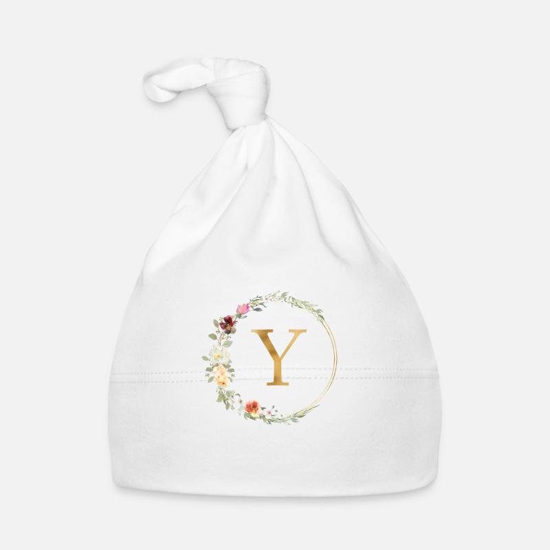 Monogramme Y Floral personnalisable Bonnet bio Bébé