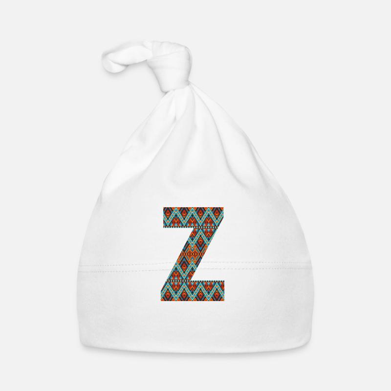 Buchstabe Z - Boho-Design, Buntes Monogramm Baby Bio-Mütze