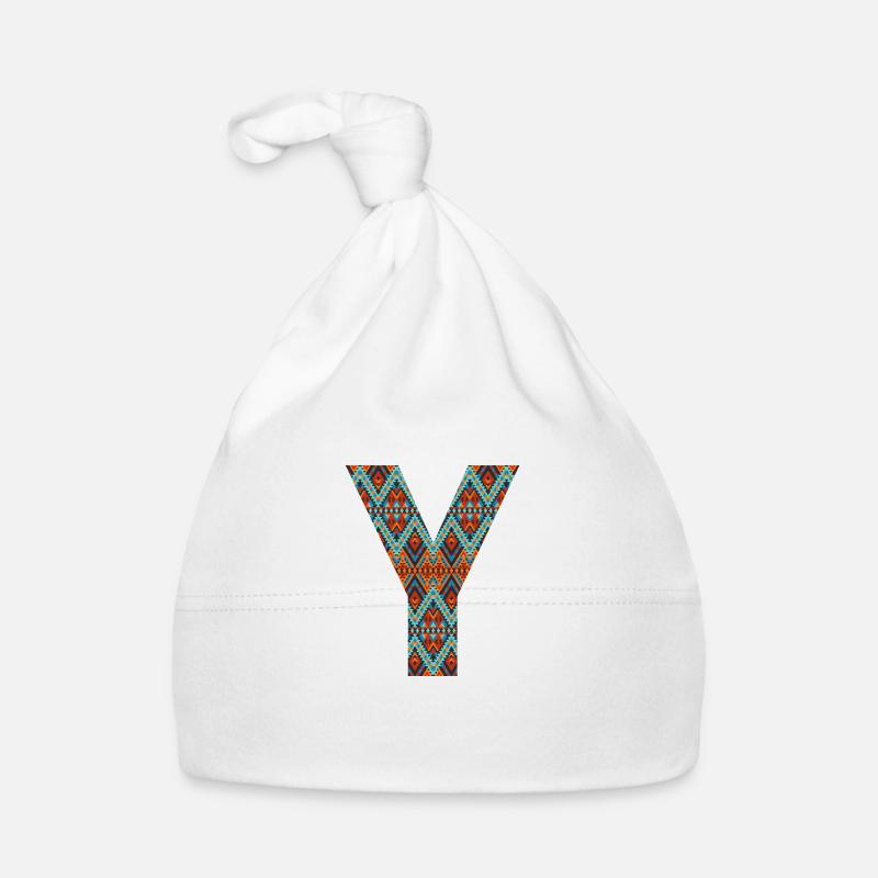 Letter Y- boho design, Colorful monogram Organic Baby Cap