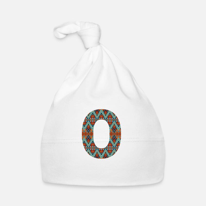 Lettre O- design boho, monogramme coloré Bonnet bio Bébé