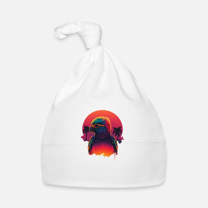 Synthwave Parrot Sunset Bonnet bio Bébé