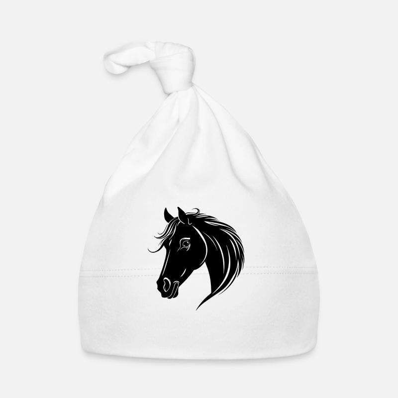 Pferd Pferdekopf Pony - Baby Bio-Mütze - Weiß