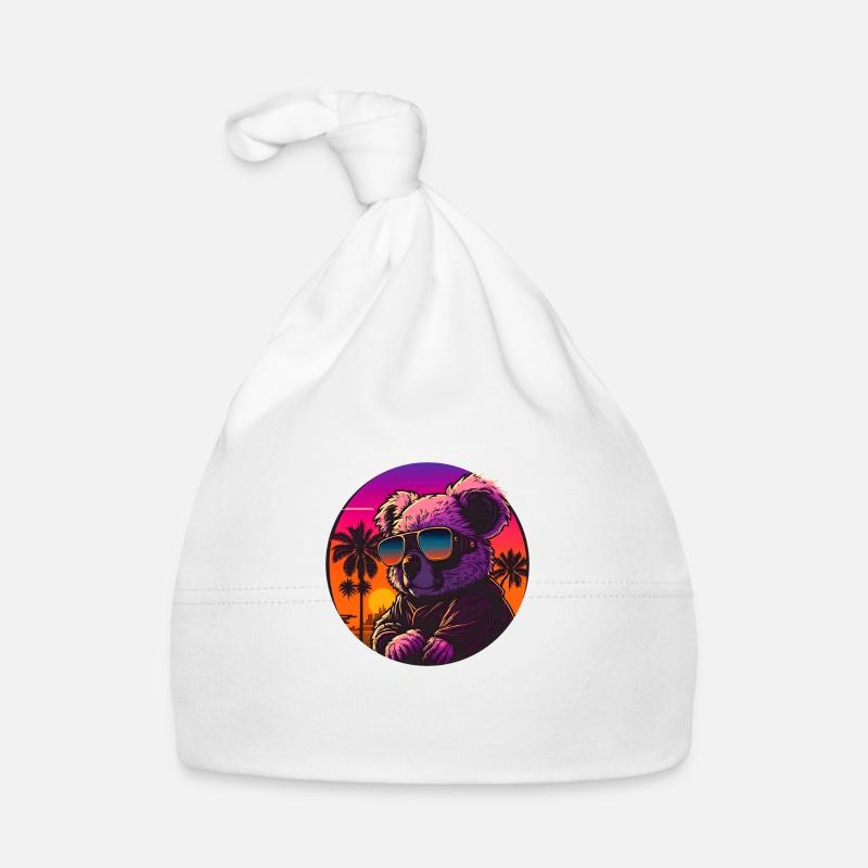 Synthwave Koala Sunset Baby Bio-Mütze