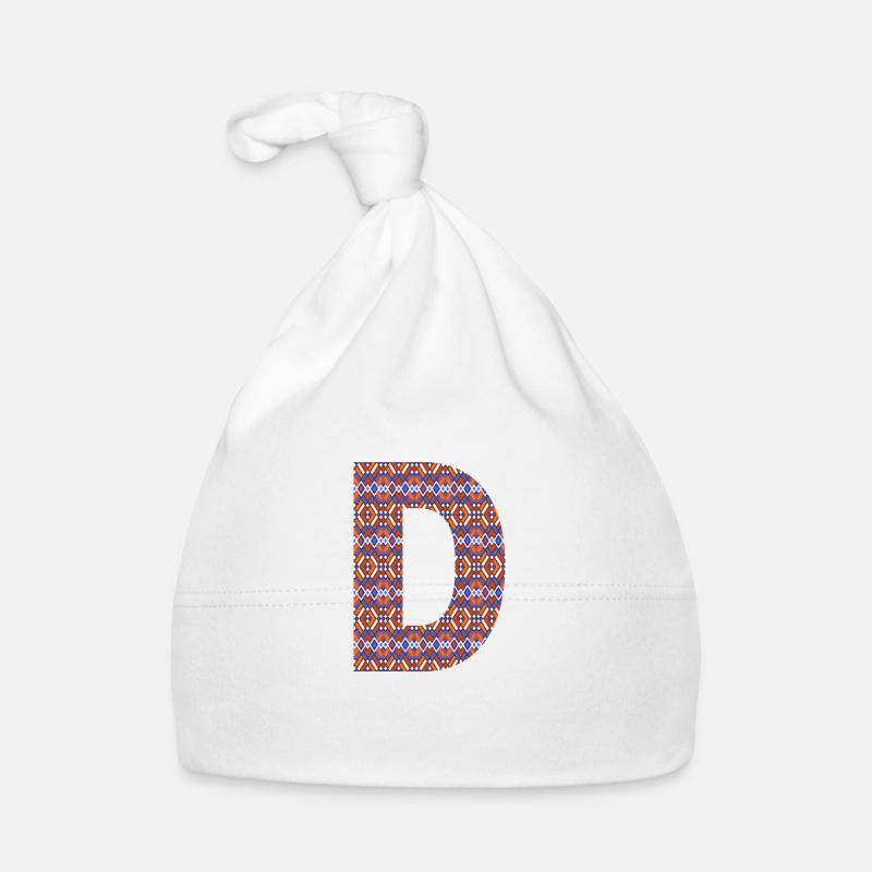 Monogram Letter D- geometric pattern Organic Baby Cap