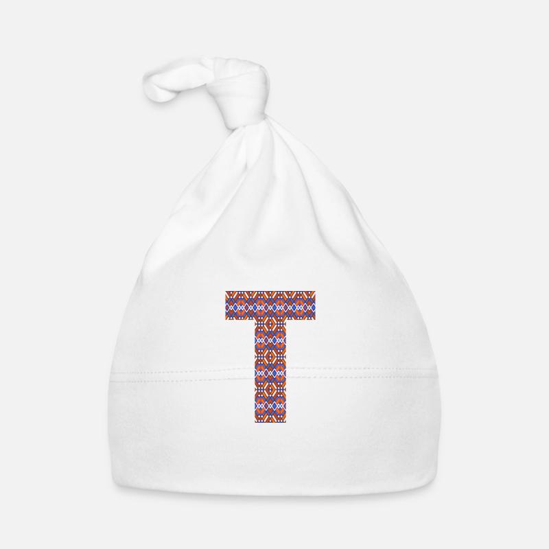 Monogram Letter T- geometric pattern Organic Baby Cap