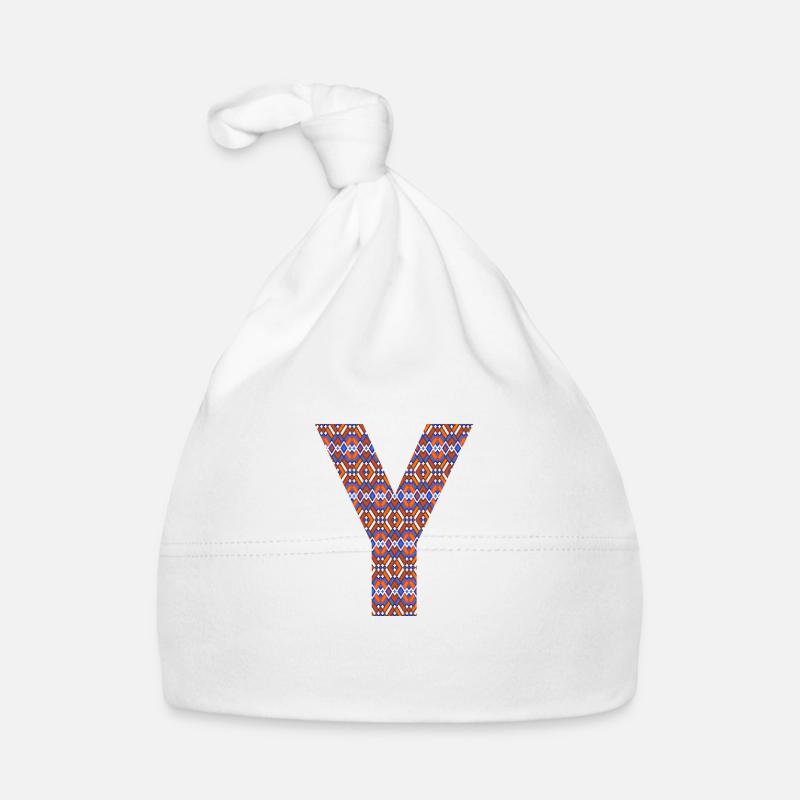 Monogram Letter Y- geometric pattern Organic Baby Cap