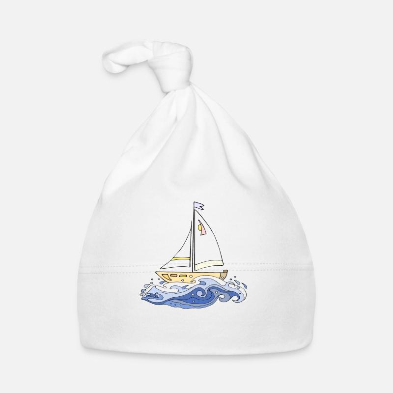Segelboot - Baby Bio-Mütze - Weiß