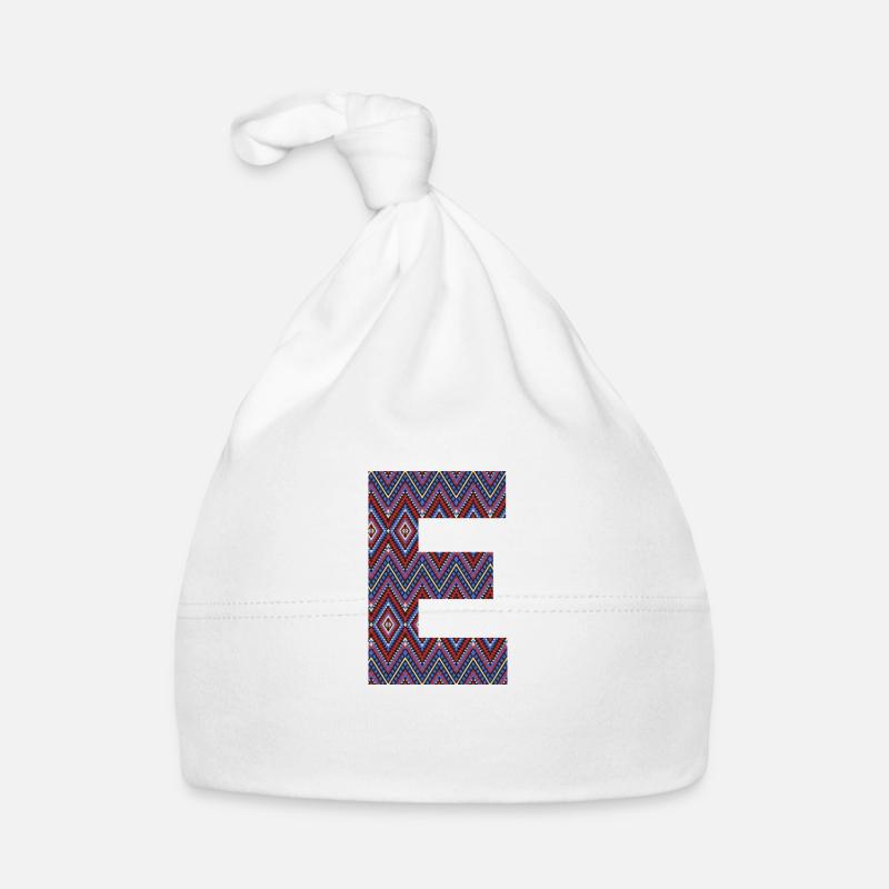Monogram Letter E- boho colorful design Organic Baby Cap