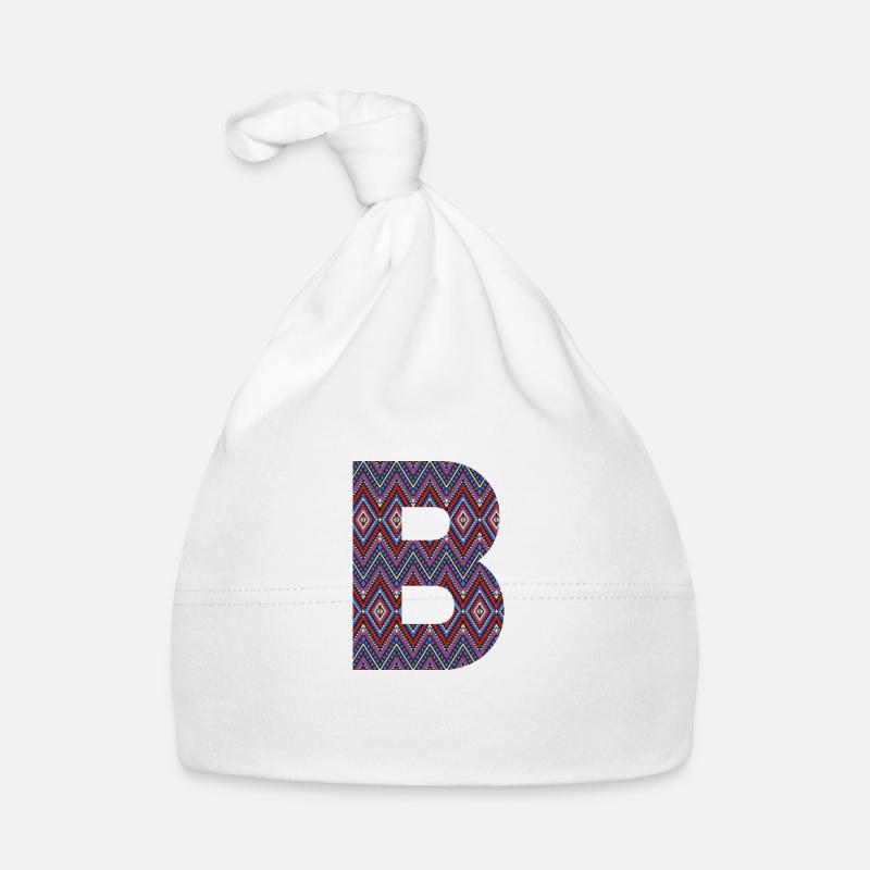 Monogram Letter B- geometric pattern Organic Baby Cap