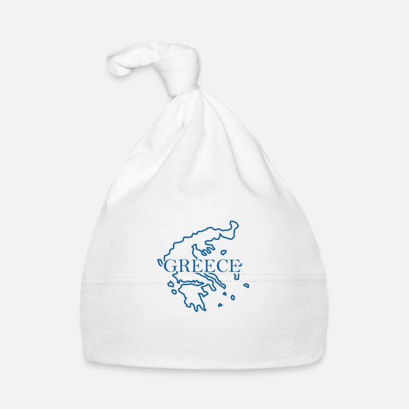 Carte de la Grèce - Bonnet bio Bébé - blanc