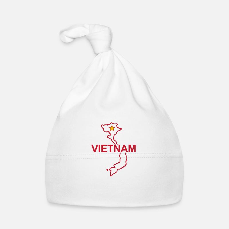 Carte du Vietnam - Bonnet bio Bébé - blanc