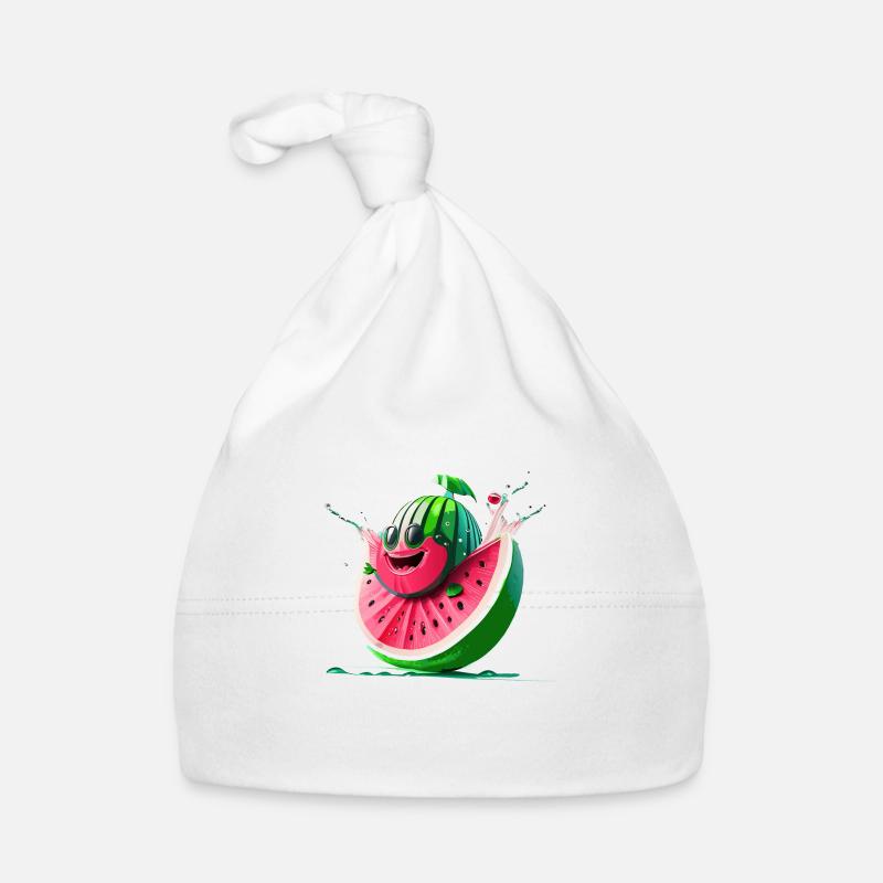 Drôle de melon d’eau - Bonnet bio Bébé - blanc