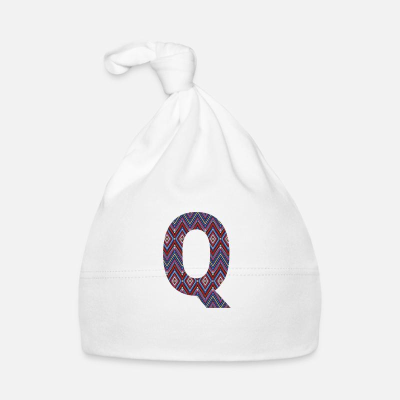 Monogram Letter Q- geometric pattern Organic Baby Cap
