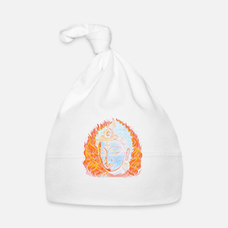 Neon - Buddha - Meditation in Flames - neg Baby Bio-Mütze