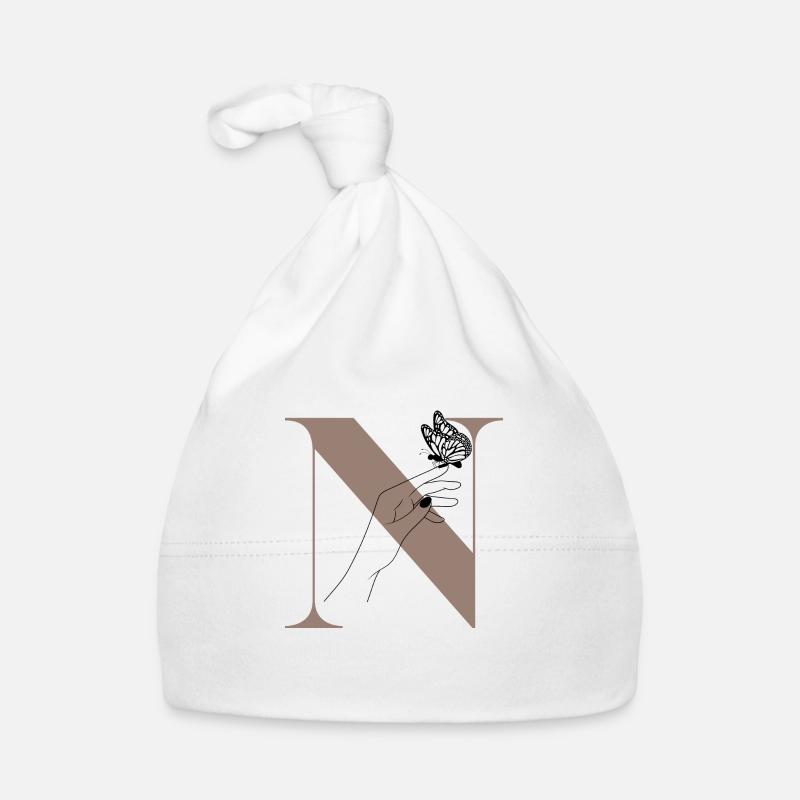 Buchstabe n magischer Schmetterling - Baby Bio-Mütze - Weiß
