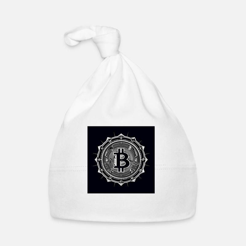 Modern black white bitcoin logo - Baby Bio-Mütze - Weiß