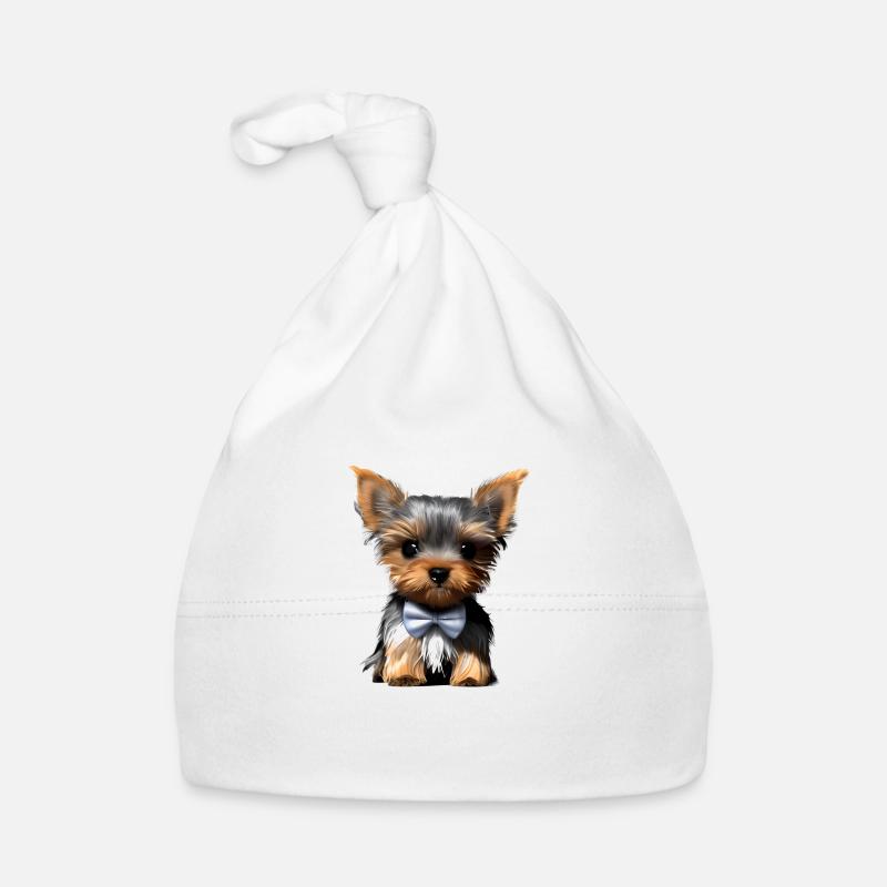 Chien Yorkshire Terrier avec nœud papillon propriétaire de chien Bonnet bio Bébé