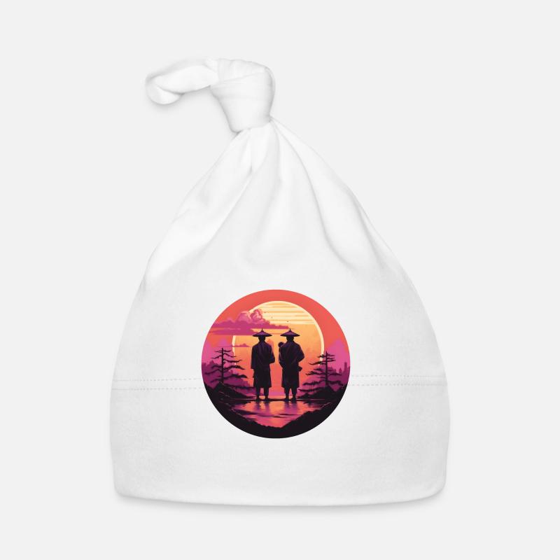 Synthwave japan traditional men - Organic Baby Cap - white