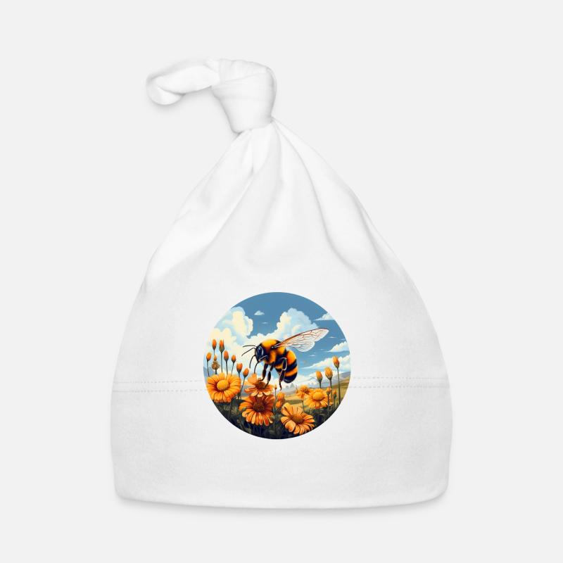 Hummelblüten - Baby Bio-Mütze - Weiß