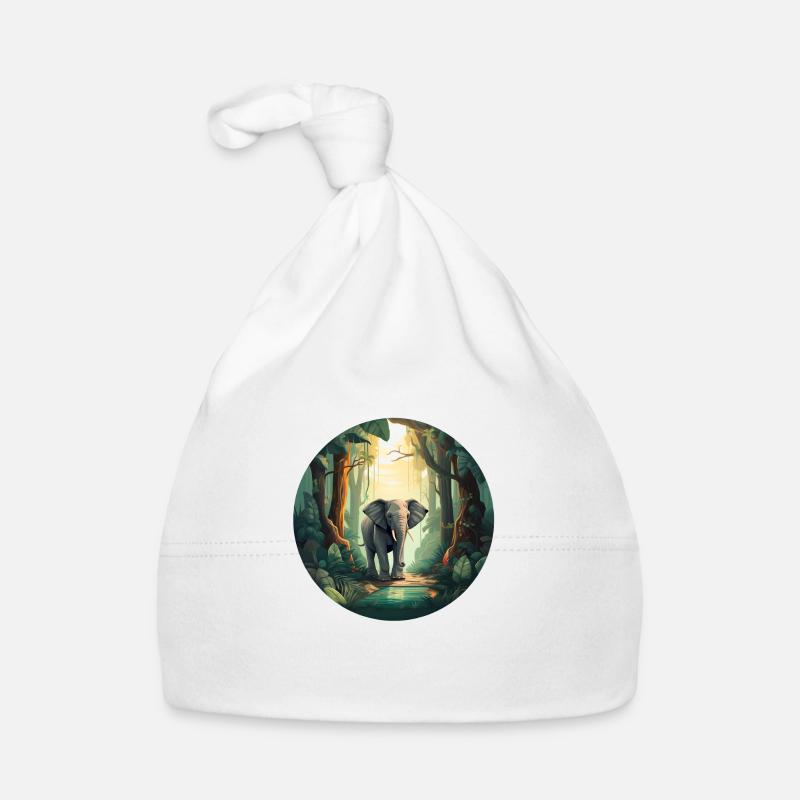 Éléphant de la forêt tropicale - Bonnet bio Bébé - blanc