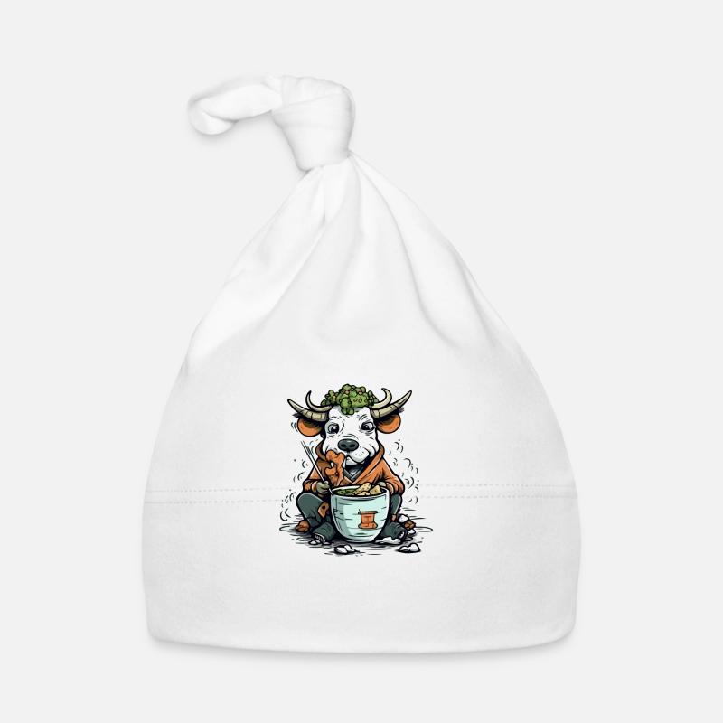 Kiko le taureau gourmand - Bonnet bio Bébé - blanc