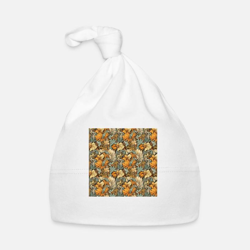 Leaves Seamless Pattern Leaf Foliage Nature Print - Organic Baby Cap - white