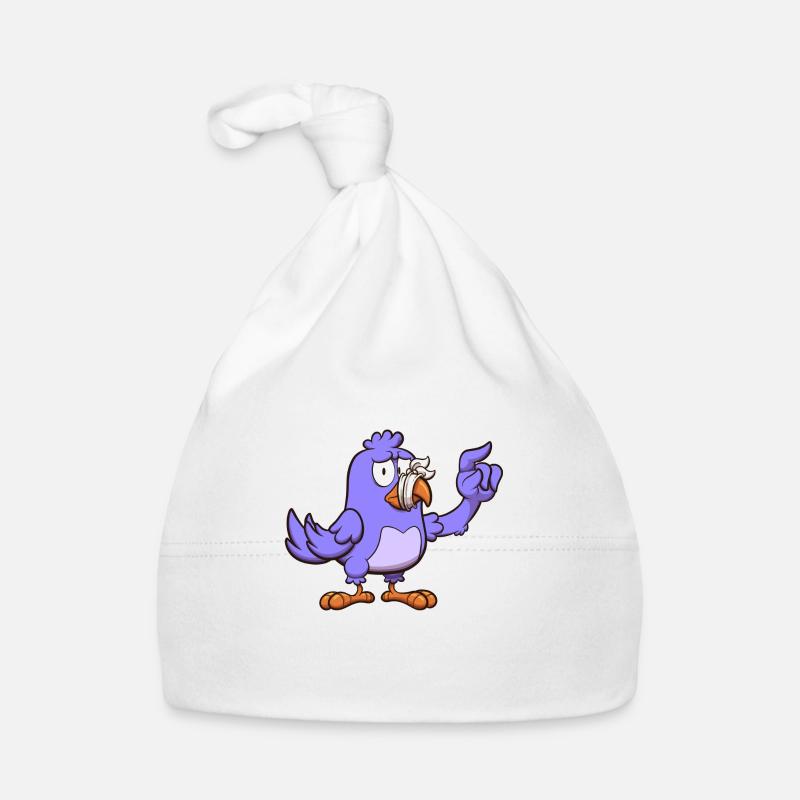 Oiseau de dessin animé violet avec bouche scotchée Bonnet bio Bébé