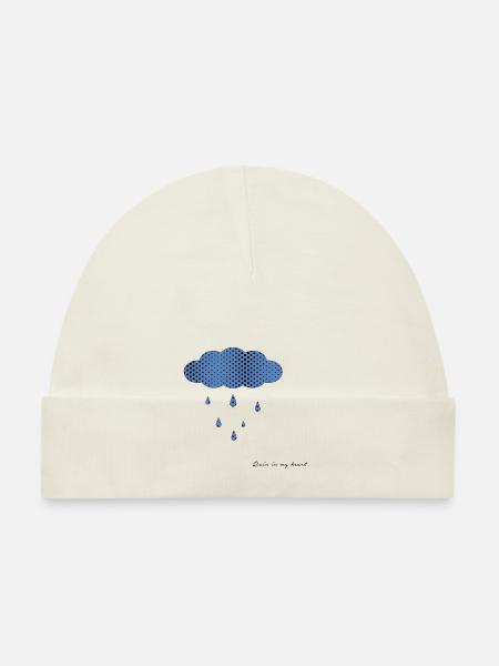 Regen in meinem Herzen - Baby Bio-Mütze - Weiß - Vorne