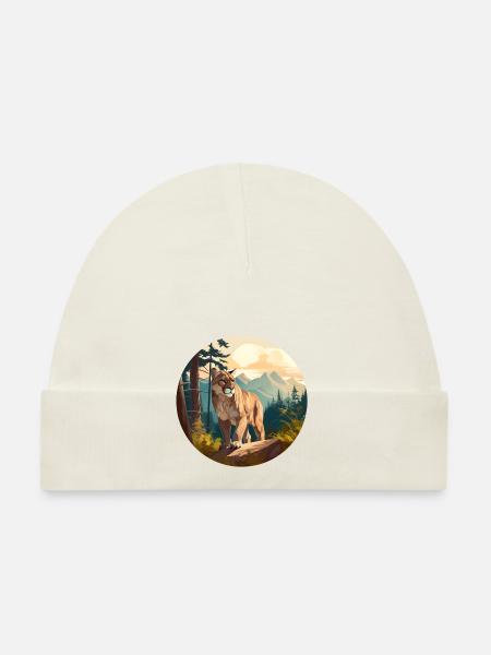 Cougar - Organic Baby Cap - white - Front