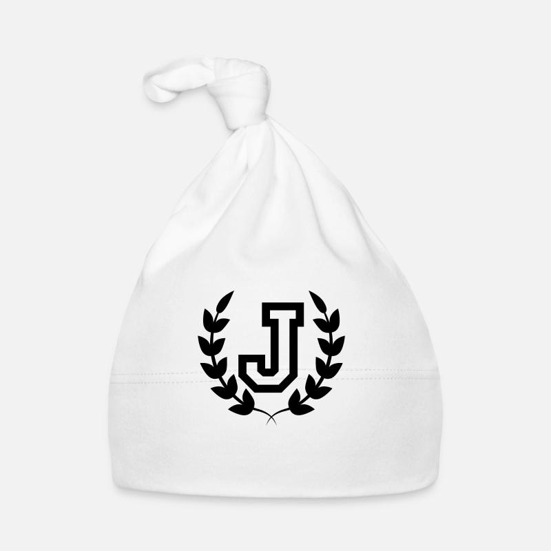 Lettre j sport - Bonnet bio Bébé - blanc