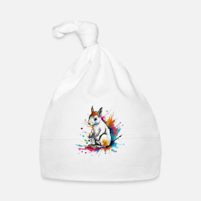 Bibou der Eichhörnchenmaler - Baby Bio-Mütze - Weiß