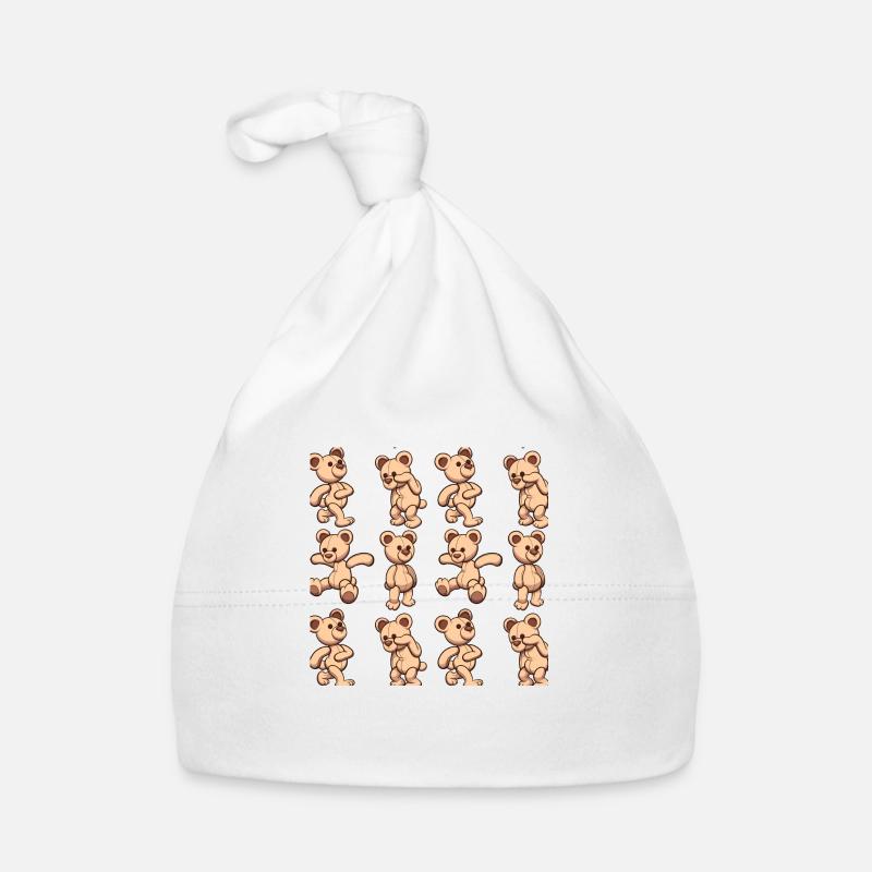 Cartoon Teddy Bear Pattern Organic Baby Cap