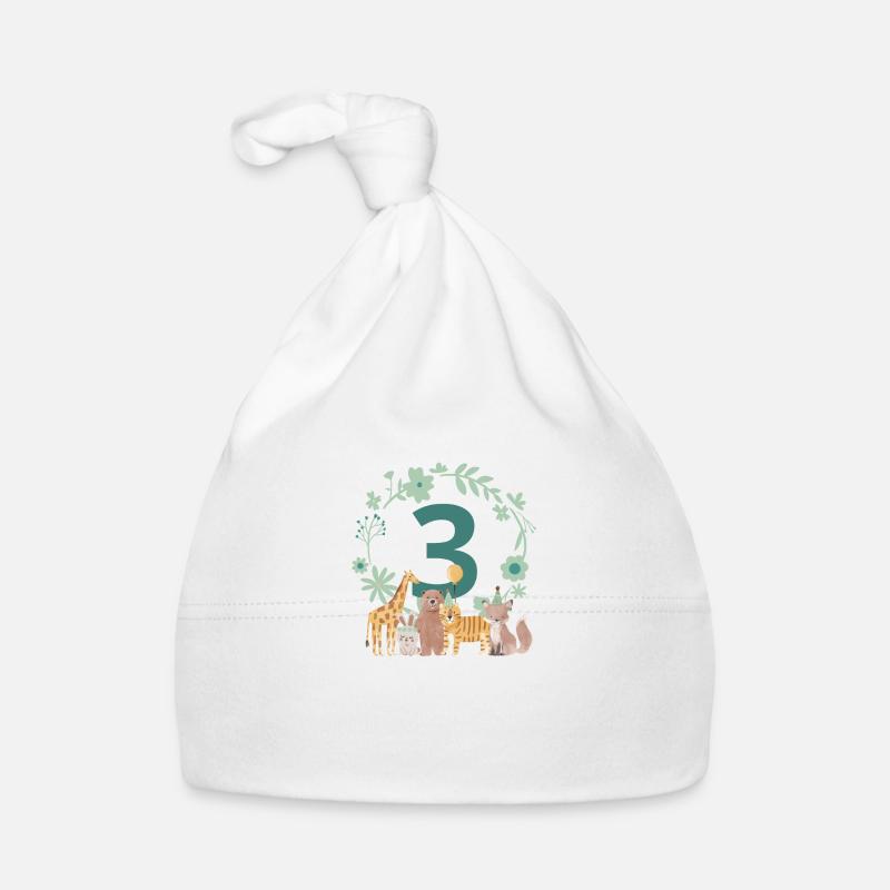 3e anniversaire - troisième anniversaire animaux Bonnet bio Bébé
