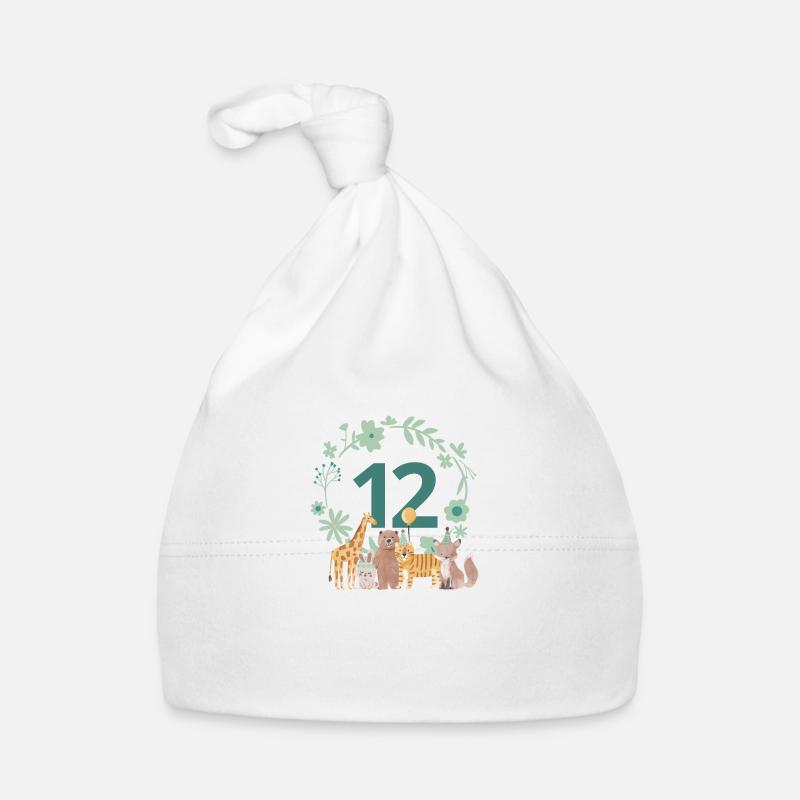 12e anniversaire - douzième anniversaire animaux Bonnet bio Bébé