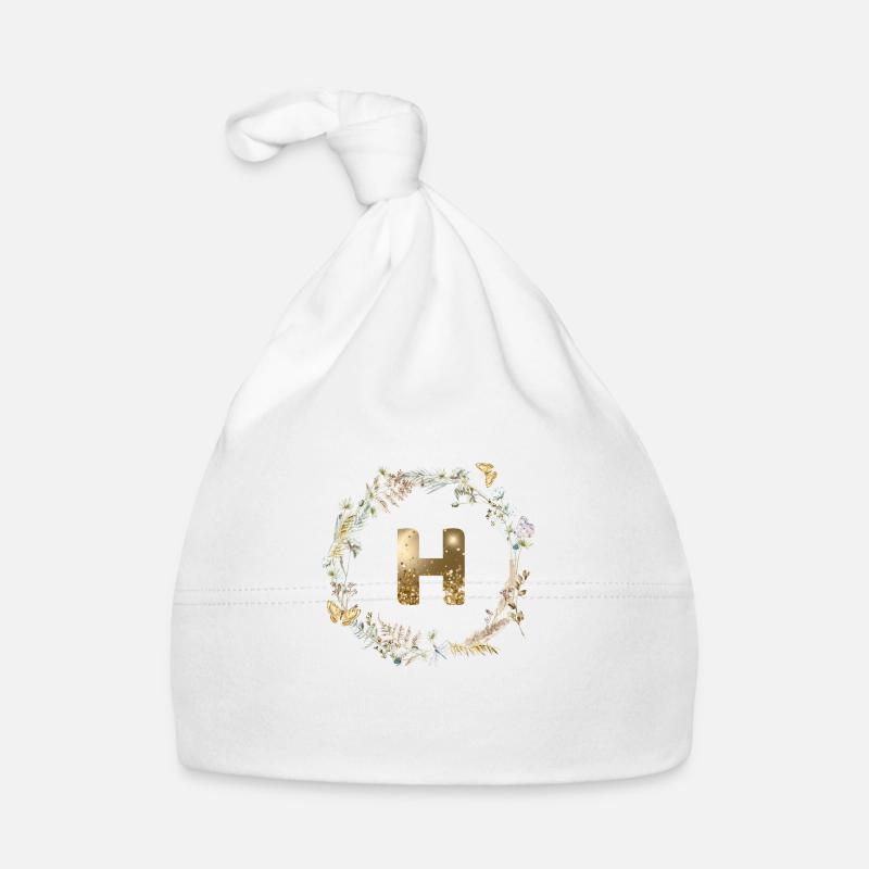 H Monogramme Paillettes Boho Couronne Bonnet bio Bébé