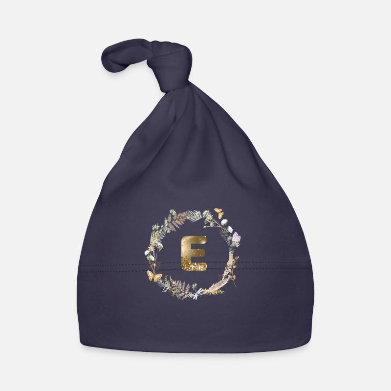 E Monogramme paillettes Boho Couronne Bonnet bio Bébé
