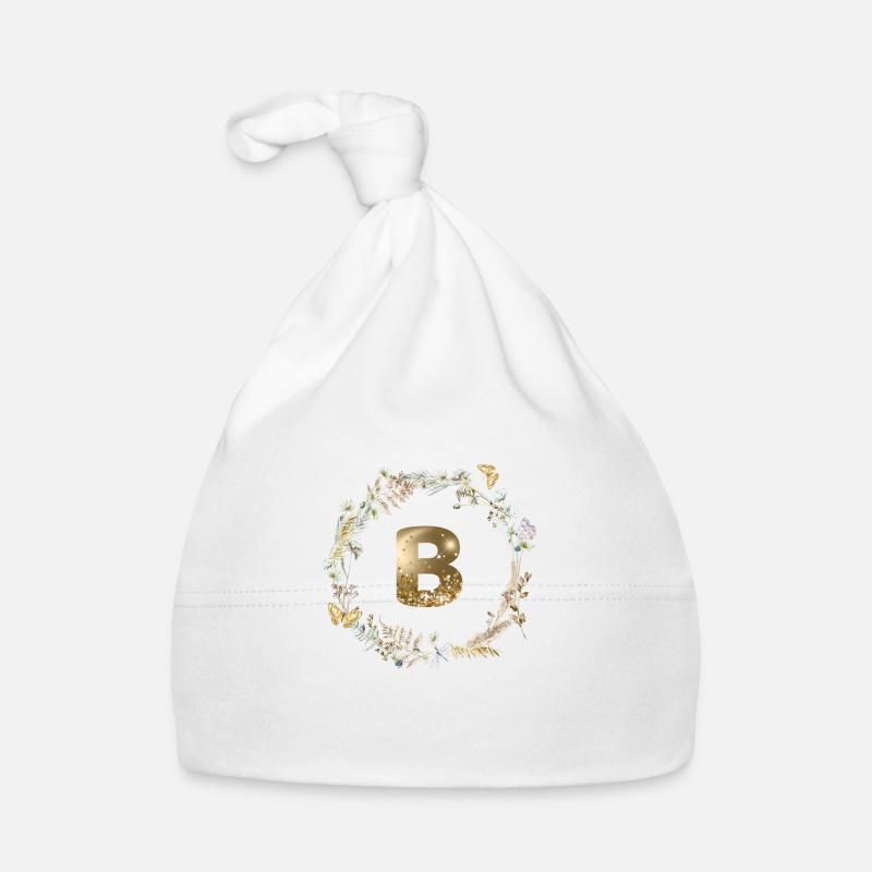B Monogramme Paillettes Boho Couronne Bonnet bio Bébé