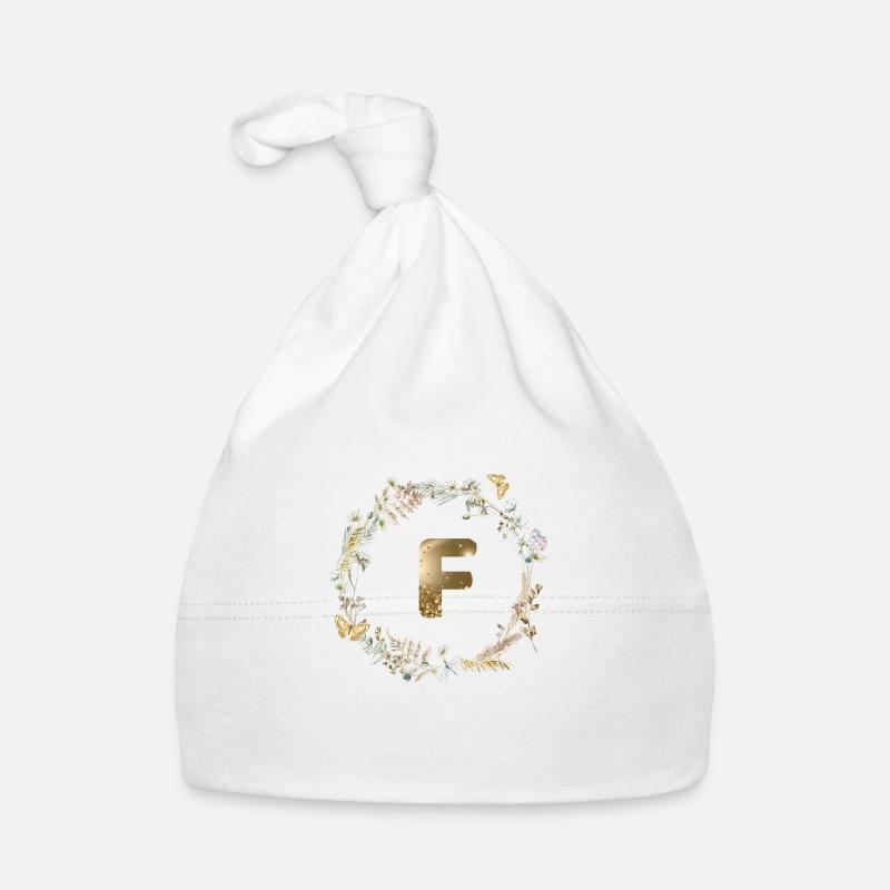 F Monogramme Paillettes Boho Couronne Bonnet bio Bébé