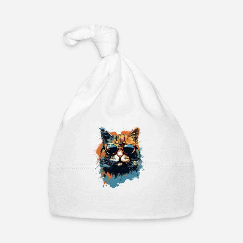 Katze mit Sonnenbrille Baby Bio-Mütze