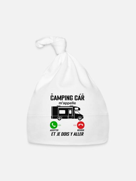 Camping-Car M'Appelle ! Je Dois Y Aller - Bonnet bio Bébé - blanc - Devant