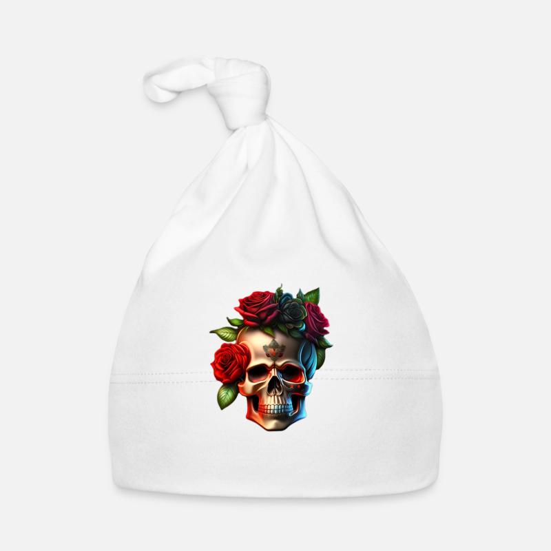 Skull with roses Organic Baby Cap