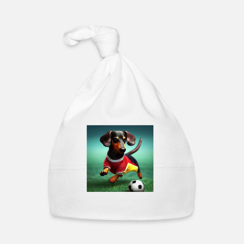 Dachshund playing football Organic Baby Cap