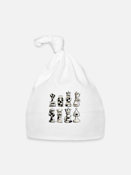 Chess Pieces No. 4 - Organic Baby Cap - white - Front