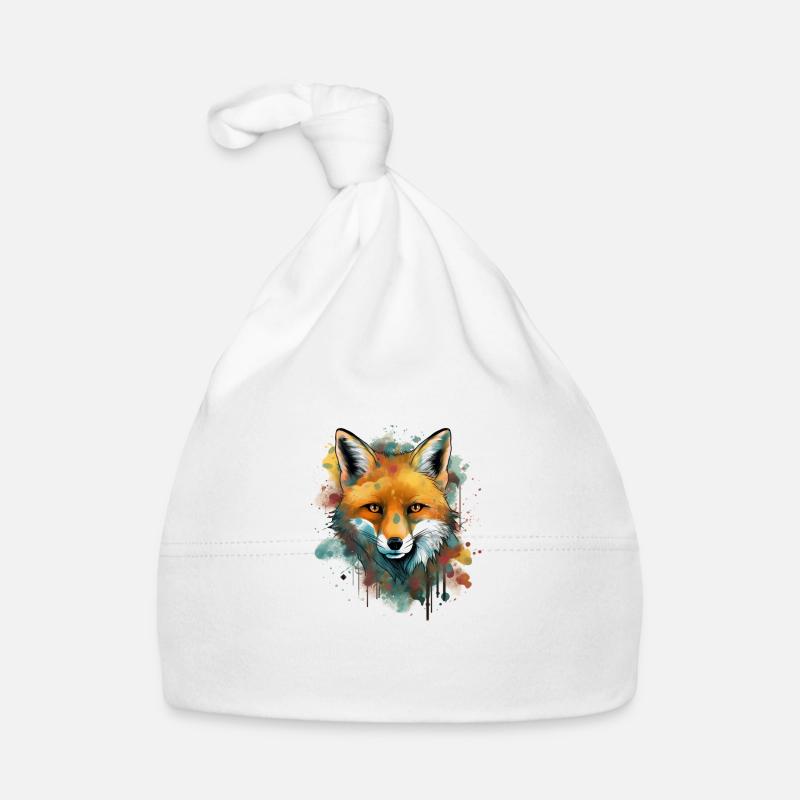 Fox drawn - Organic Baby Cap - white