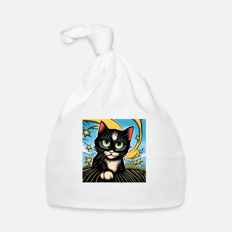 Chat noir mignon Bonnet bio Bébé