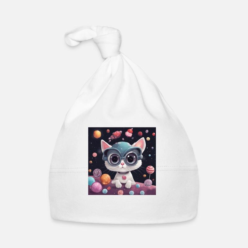 Cat - Organic Baby Cap - white