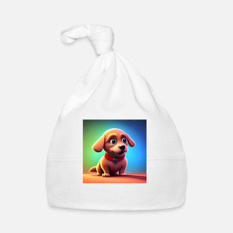 ADORABLE PETIT CHIEN JOYEUX - Bonnet bio Bébé - blanc