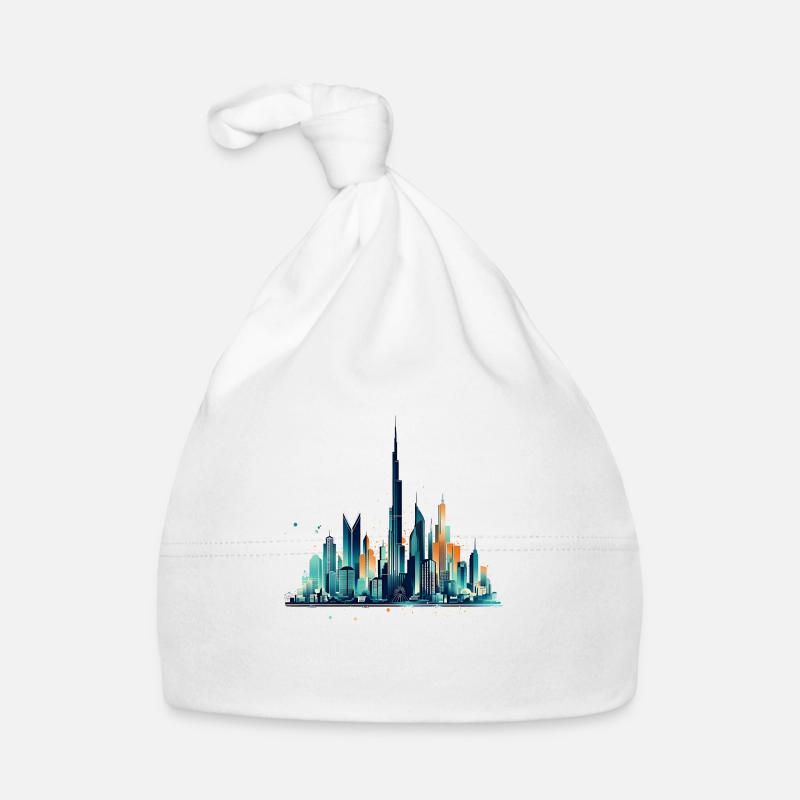 L’emblème de Dubaï, le Burj Khalifa - Bonnet bio Bébé - blanc